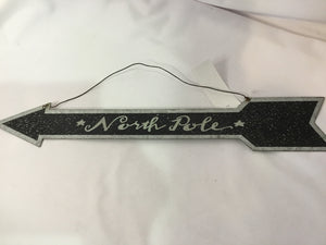 Sign Black/Silver Metal Arrow Holiday Item