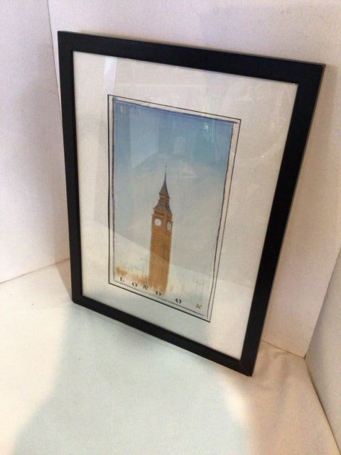 Yellow/White Big Ben London Framed Art