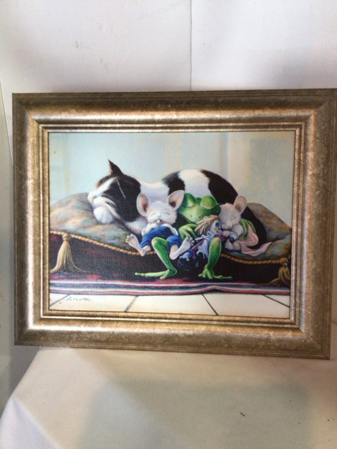 Black/White Cat Framed Art