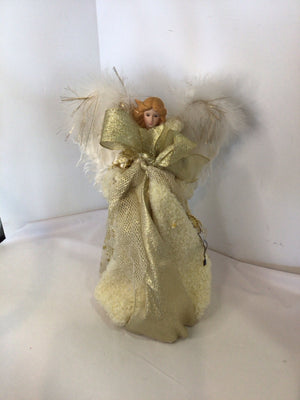 Tree Topper Cream/Gold Polyester Angel Holiday Item