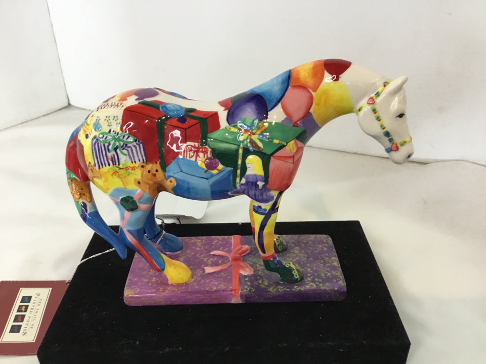 Multi-Color Horse w/Box Figurine