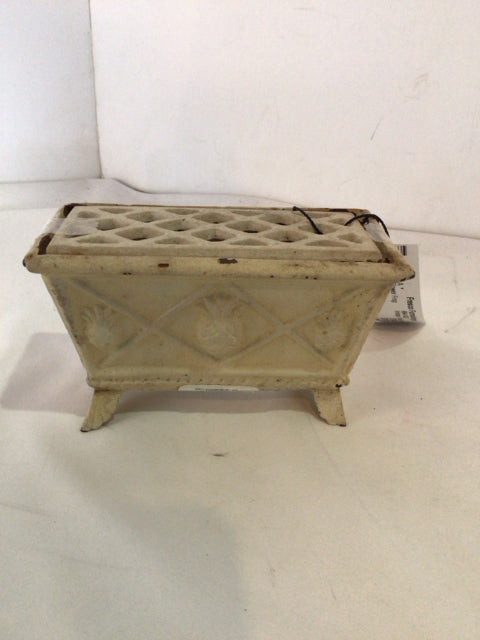 Vintage Cream Metal Flower Frog