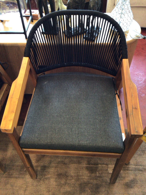 Outdoor/Outside Teak w/Cushion Black/Brown Chair