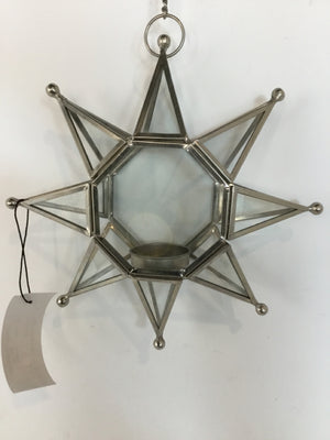 Hanging Silver Metal Star Candle Holder