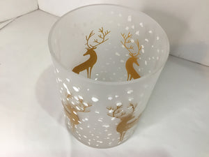 Candle Holder Clear/Gold Glass Reindeer Holiday Item