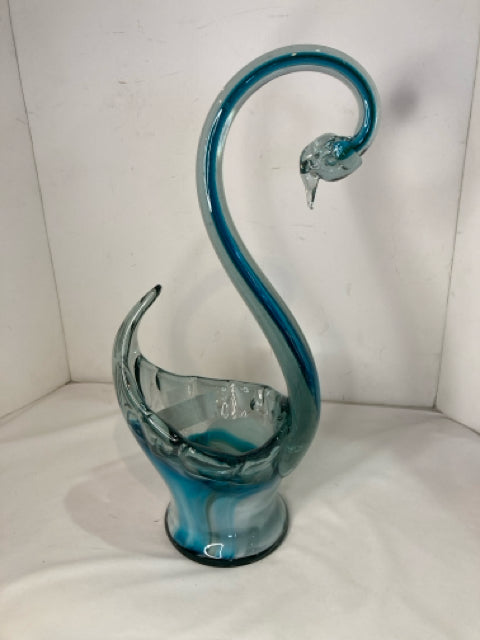 Murano Blue Glass Swan Sculpture
