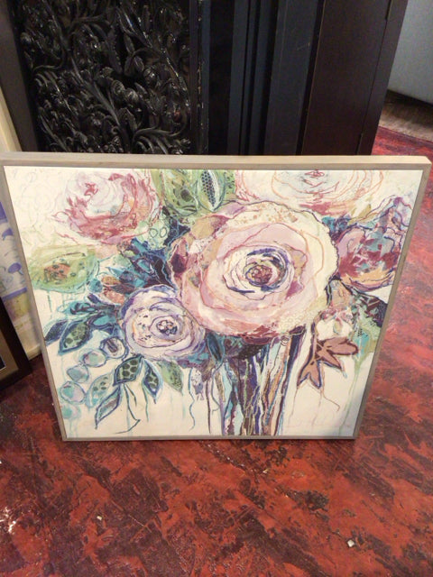 White/Pink Floral Framed Art