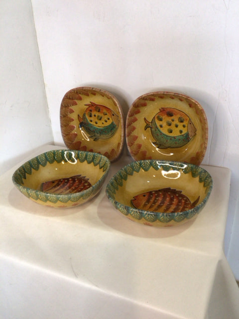 Positano Set of 4 Multi Ceramic Fish Bowl Set