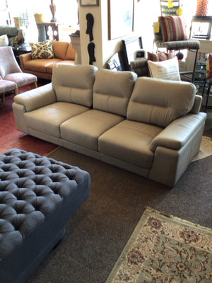 Wayfair Modern Leather AS IS Cream Sofa/Couch 8Y8SBJWF