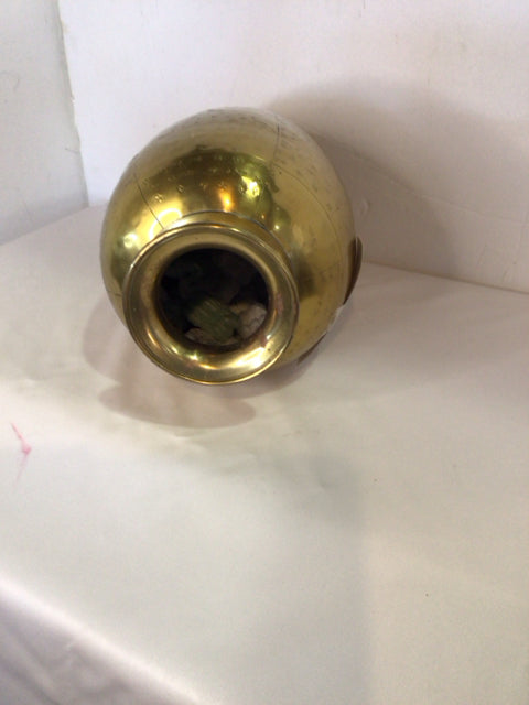 Vintage Gold Brass Hammered Vase