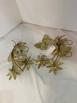 Pair Brass Metal Butterflies Wall Hanging Art