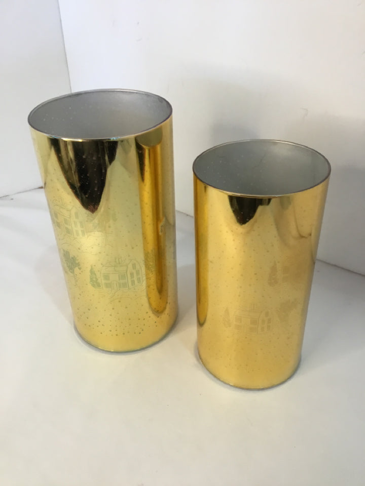 Pair Gold Plastic Battery Operated Holiday Item