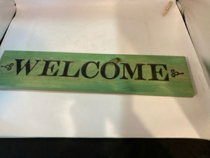 Sign Wood Welcome Green/Black Wall Decoration