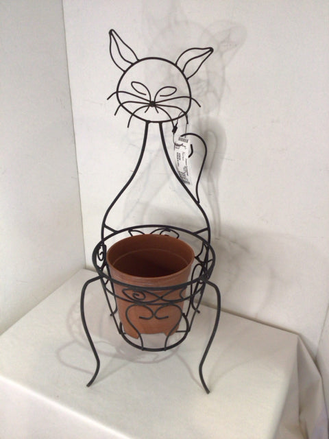 Black Wrought Iron Cat Plant Stand
