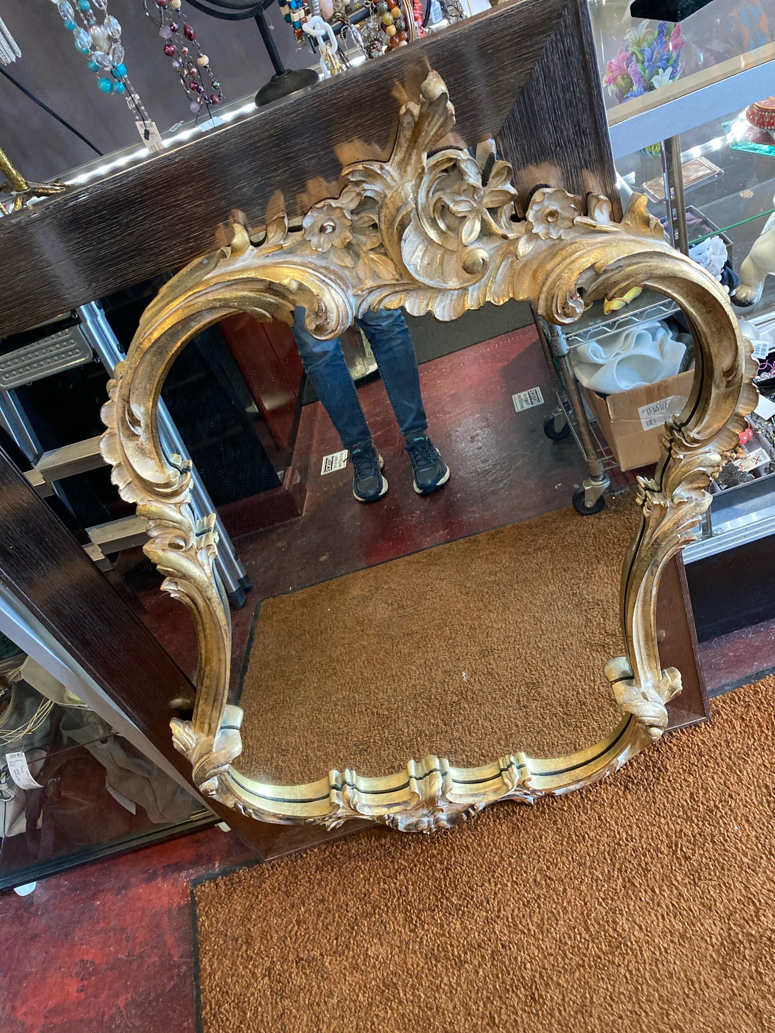 Vintage French Gold Resin Scroll Mirror