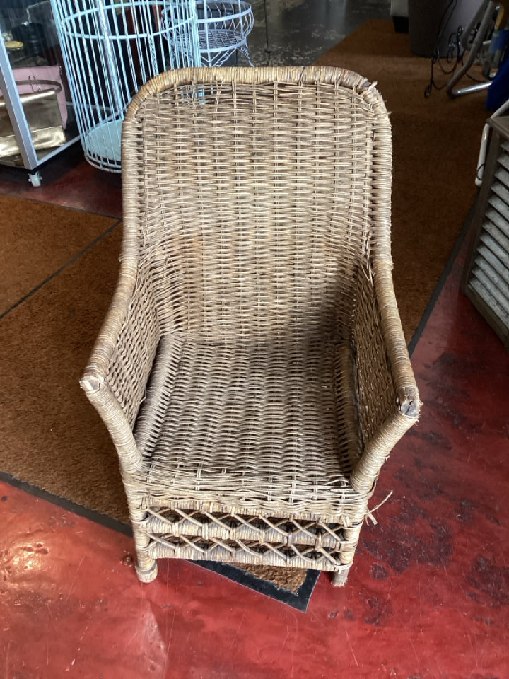 Children's Wicker As Is Natural Chair