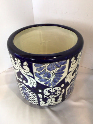 Outdoor/Outside Blue/White Pottery Planter