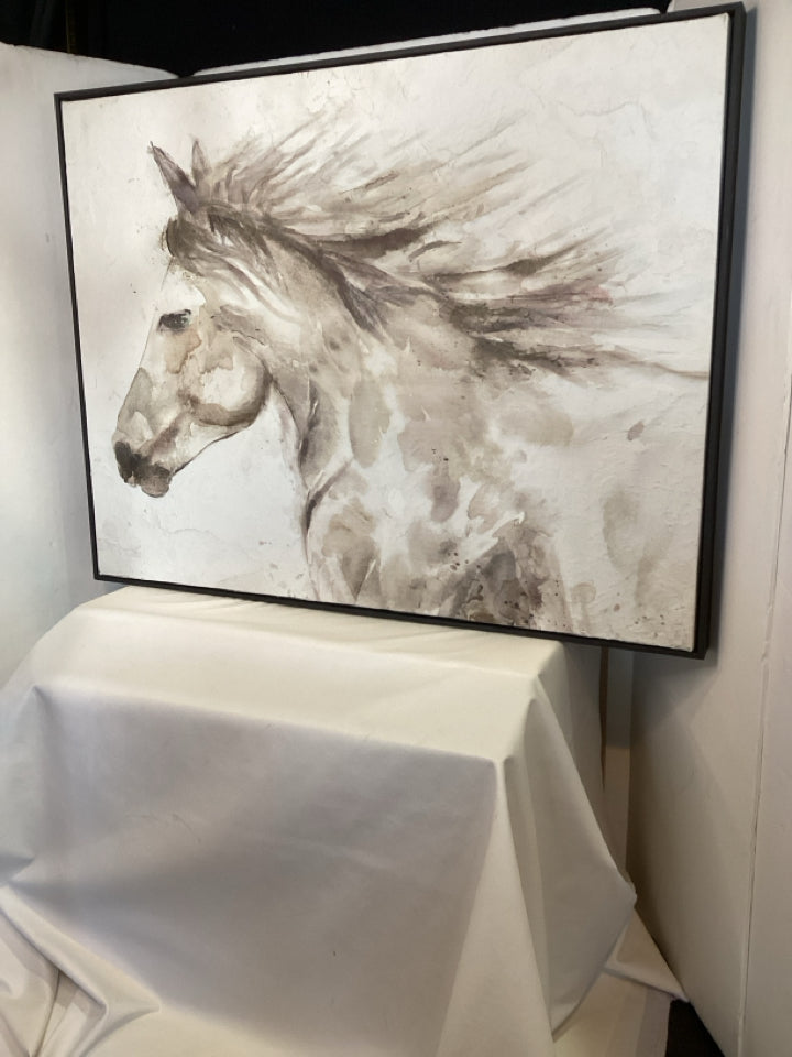 White/Gray Horse Framed Art