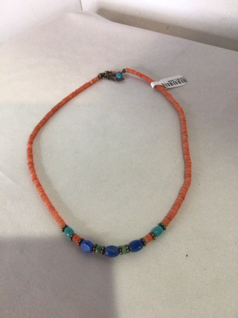 Orange/Blue Beads Necklace