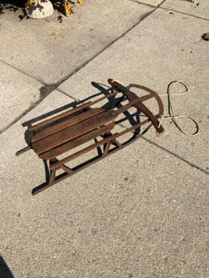 Vintage Brown Wood/Metal Sled Holiday Item