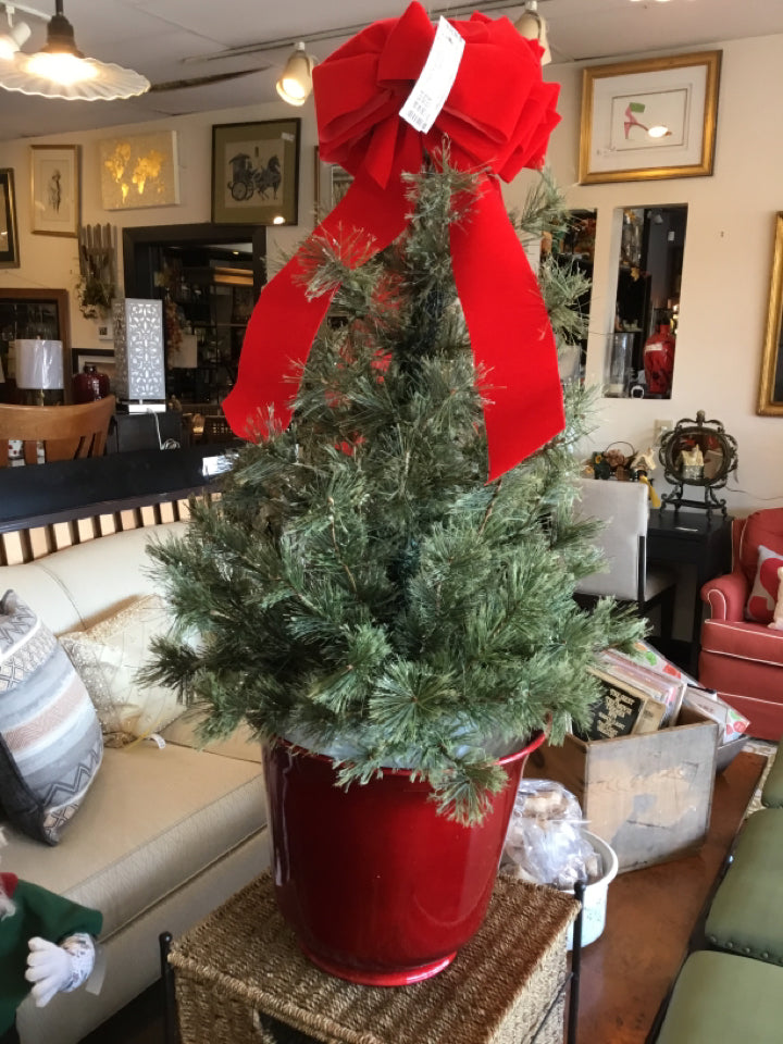 Green Christmas Tree In Pot Holiday Item