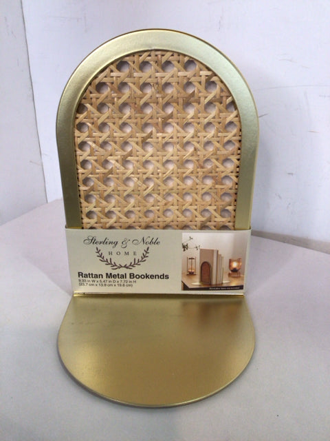 Gold Rattan Book Ends