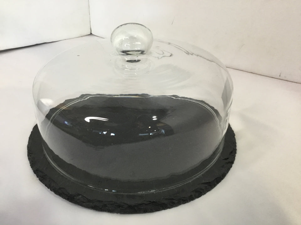 Black/Clear Slate Cake Plate/Stand