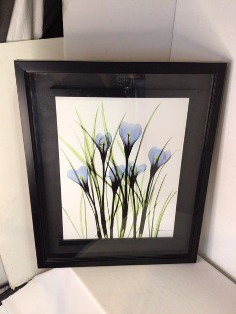 Signed Blue/Green Flowers Framed Art