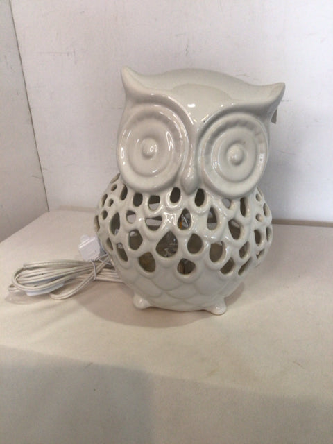 White Ceramic Owl Lamp