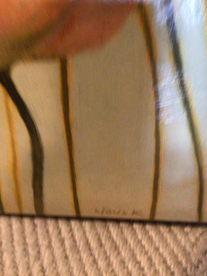 Signed Blue/Yellow Canvas Flowers Stretch Canvas Art