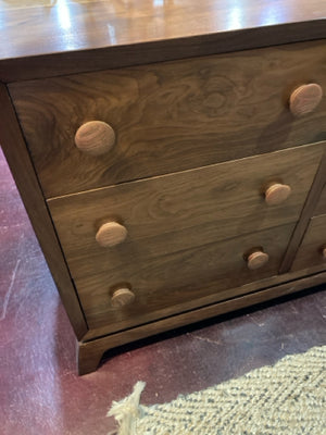 Mid-Century Wood 12 Drawer Brown Dresser/Chest