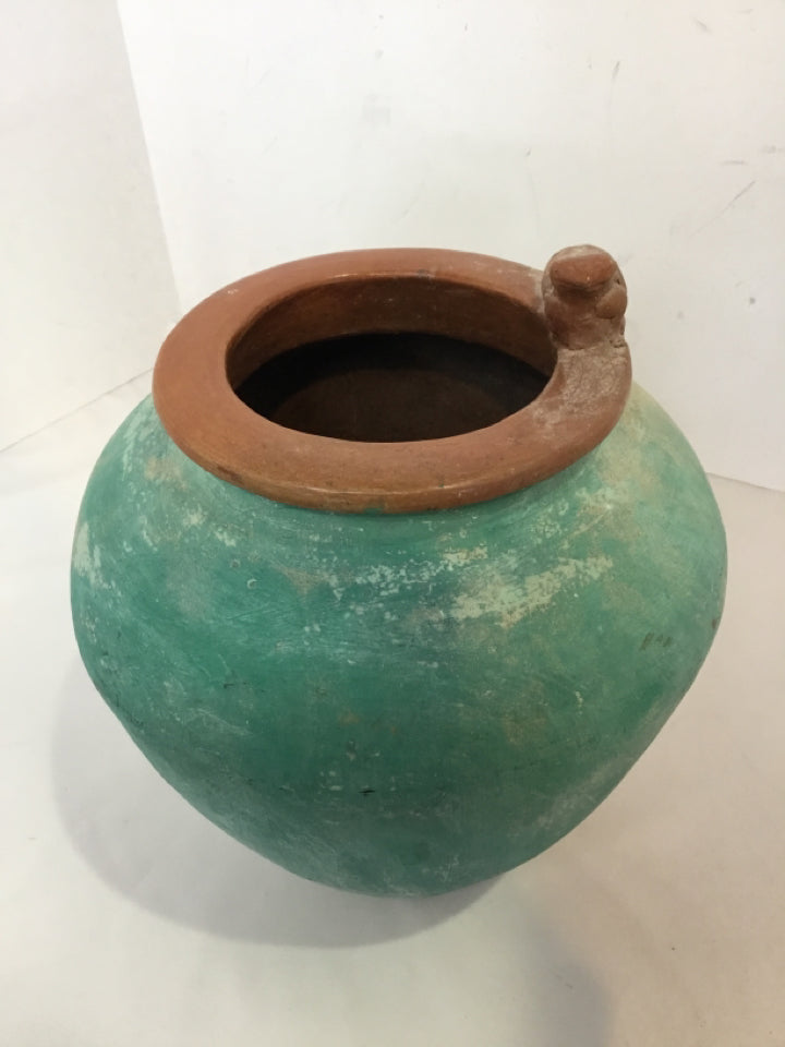 Teal/Brown Terracotta Vase