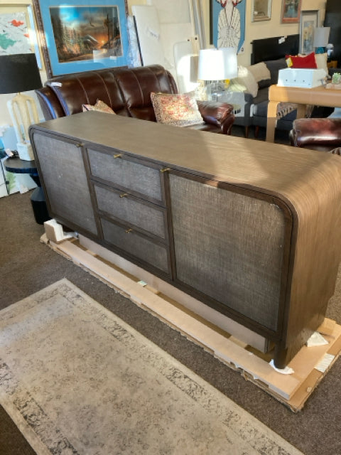 Lulu & Georgia As Is Wood 2 Door 3 drawer Brown Side Board