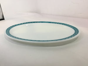 Pyrex Vintage Serving White/Blue Glass Oval Plate