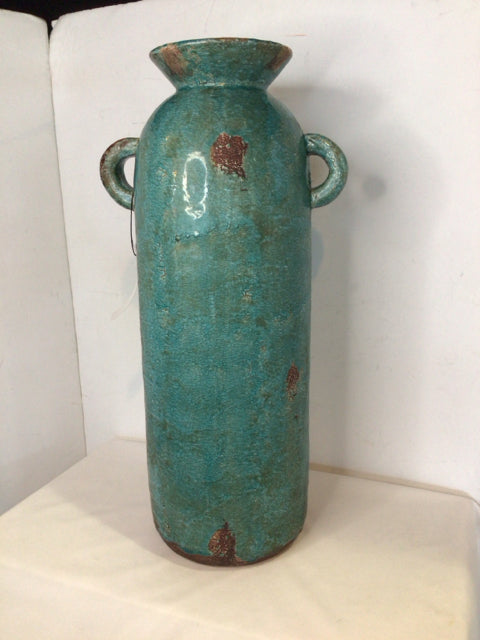Distressed Turquoise Pottery Vase
