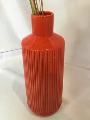 Orange Ceramic w/grass Vase