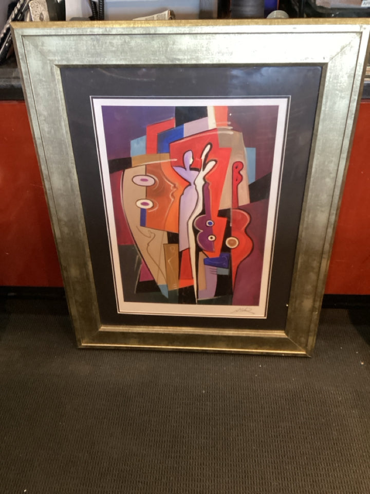 Signed Multi-Color Abstract Framed Art