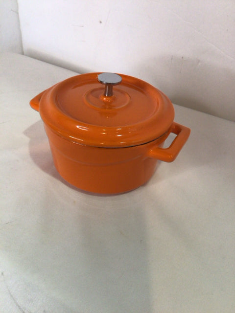 Orange Enamel Ware Lidded Casserole