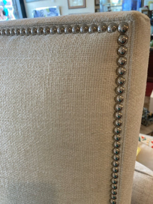 Queen Upholstered Polyester Cream Bed