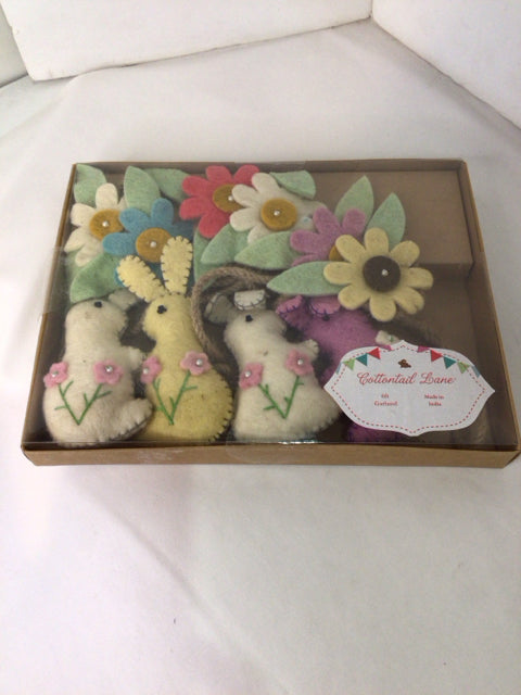 Garland Pastel Felt Bunnies Flower Holiday Item