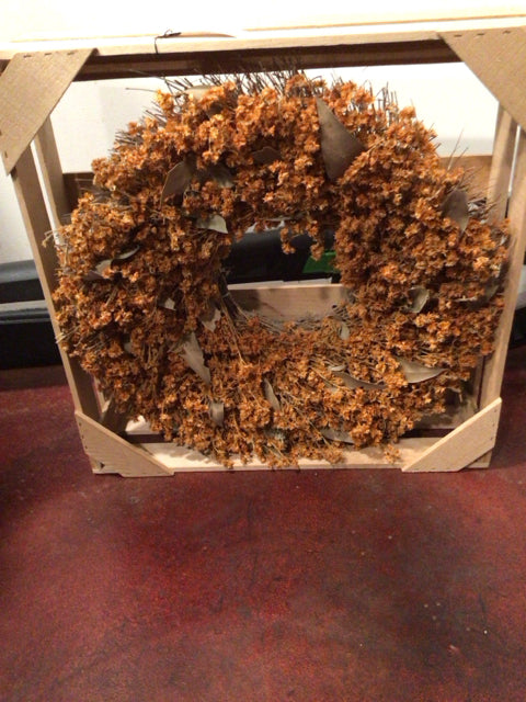 Fall Brown Faux Flowers Wreath Holiday Item