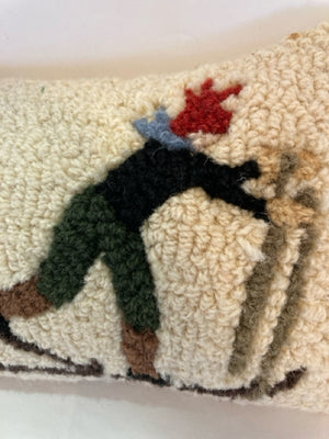 Chandler4 Corners Christmas Cream/Green Wool Pillow Sking Holiday Item