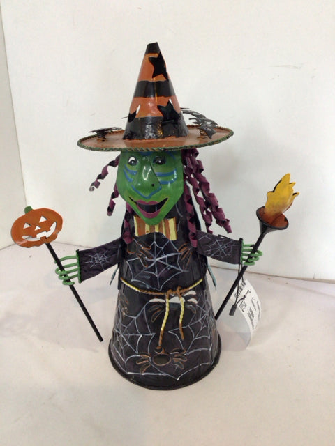 Halloween Black/Orange Metal Candle Holder Witch Holiday Item