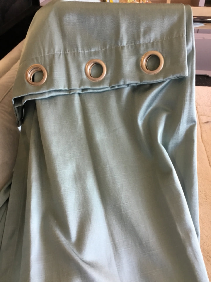 Pair Teal Lined Grommet Draperies/Curtains