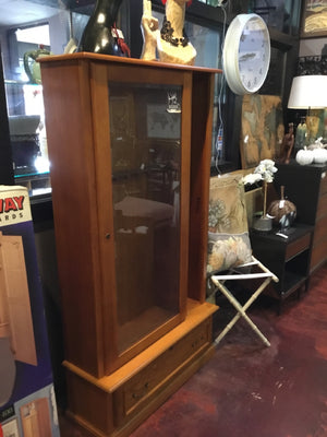 Light Wood Wood/Glass Gun Locking Cabinet