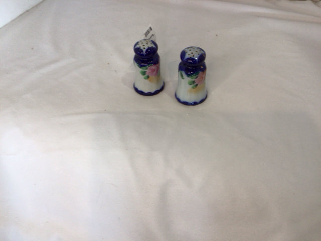 Vintage Blue/White Ceramic Floral Salt & Pepper