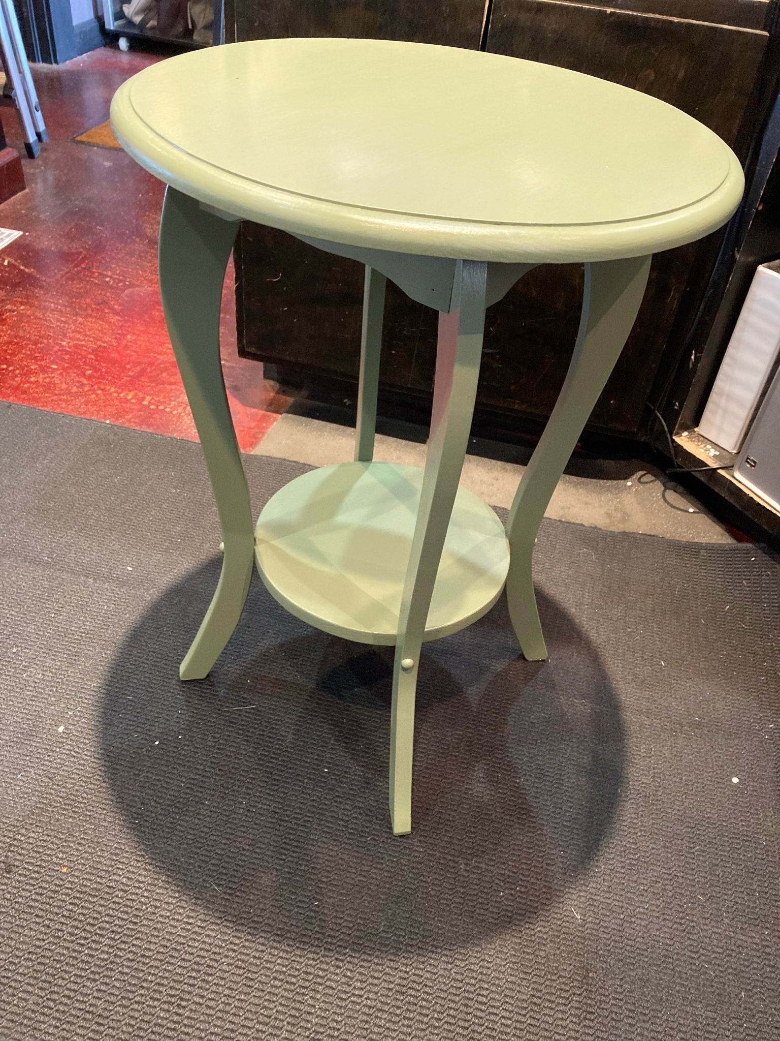 Side Wood Round Tiered Green Table