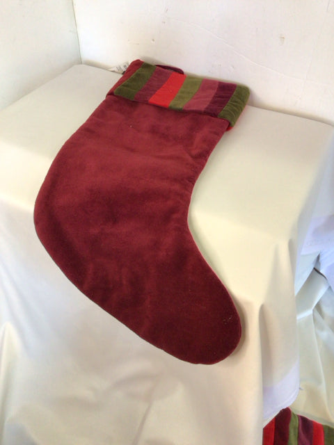 Maroon/Green Velour Stocking Holiday Item