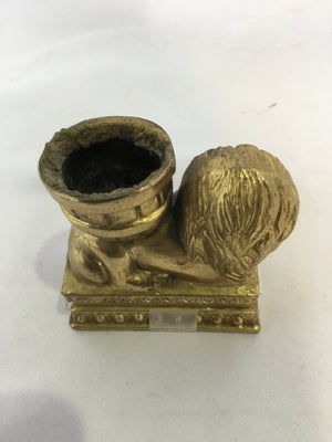 Gold Metal Lion Planter