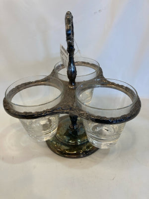 Divided Clear Glass/Metal Serving Dish